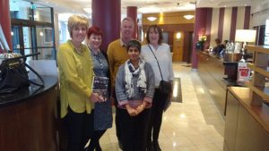 Dr.Sumana Navin in Nottingham with (L to R) Bronwyn, heart transplant recipient, Lorraine, Specialist Nurse for Organ Donation, Bronwyn's husband, Carol, mother of deceased donor James Donaldson